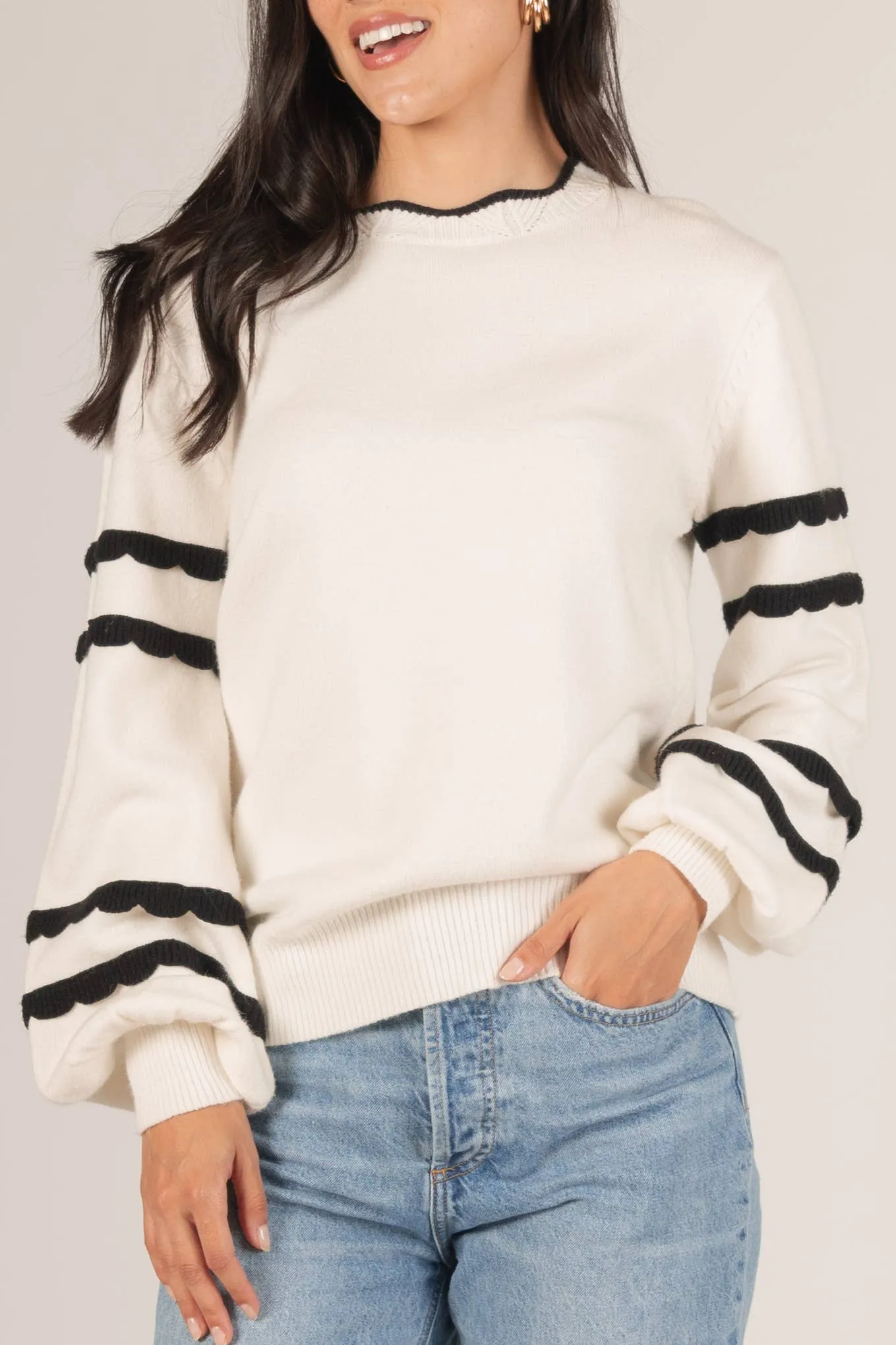 Scalloped Trim Sweater
