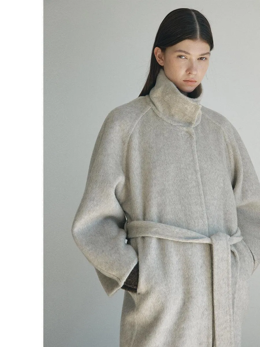 Silk Wool Stand-Up Collar Coat