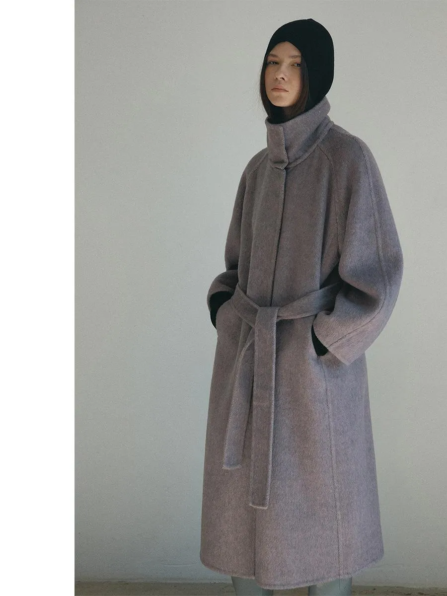 Silk Wool Stand-Up Collar Coat