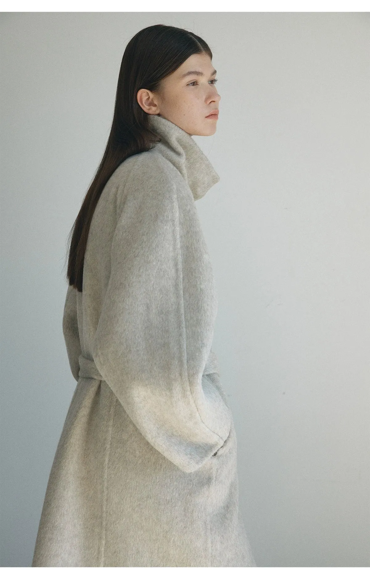 Silk Wool Stand-Up Collar Coat