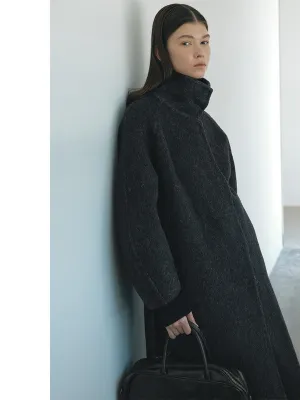 Silk Wool Stand-Up Collar Coat