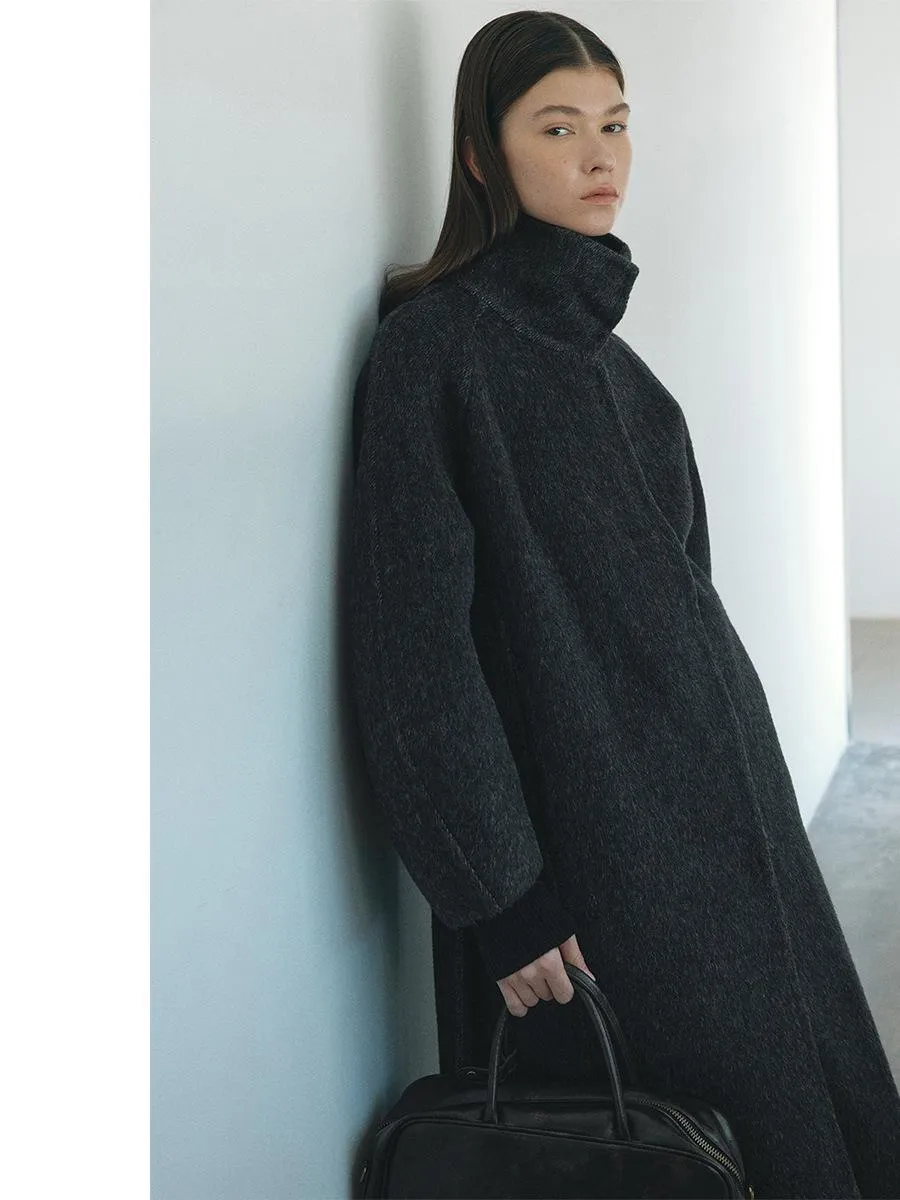Silk Wool Stand-Up Collar Coat