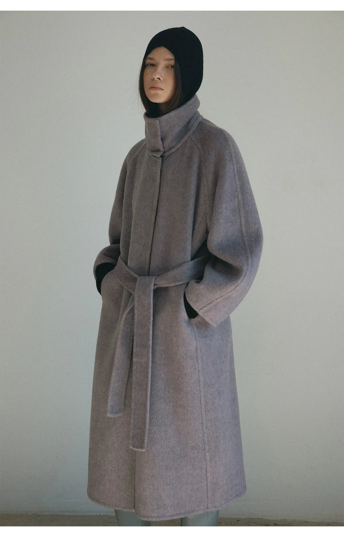 Silk Wool Stand-Up Collar Coat