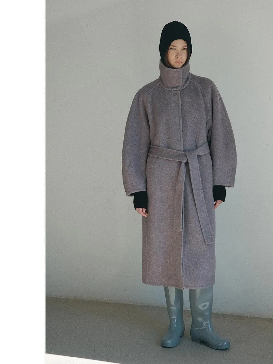 Silk Wool Stand-Up Collar Coat