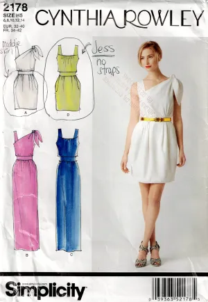 Simplicity 2178 CYNTHIA ROWLEY Womens One Shoulder Formal Prom Dress Out Of Print Sewing Pattern Size 6 - 14 UNCUT Factory Folded
