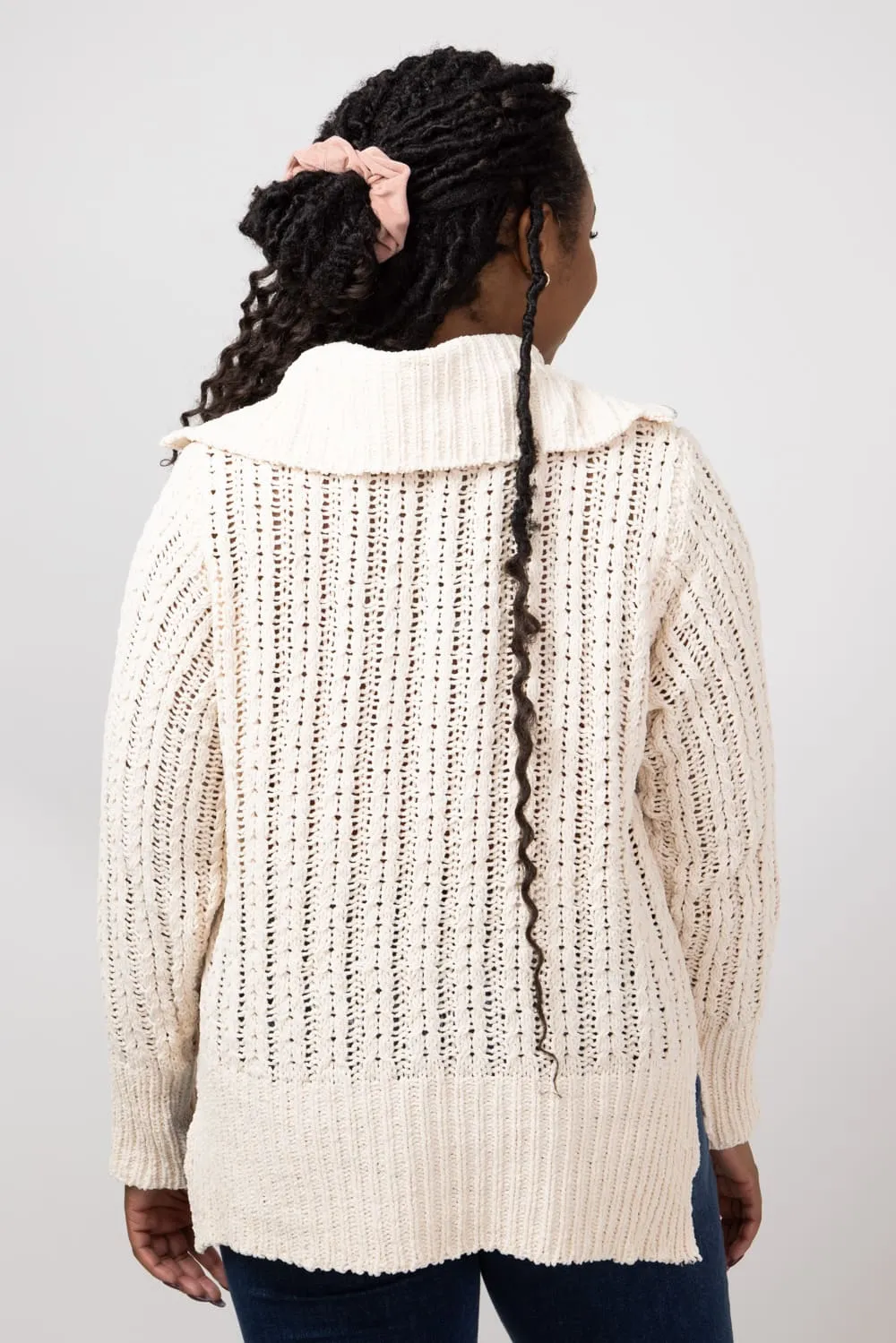 Simply Southern So Soft Quarter Zip Sweater for Women in Parchment Cream | PP-0224-SWTR-SOSFT-PARCH