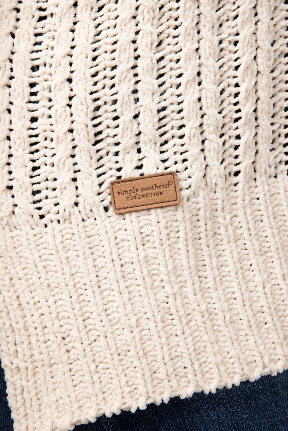 Simply Southern So Soft Quarter Zip Sweater for Women in Parchment Cream | PP-0224-SWTR-SOSFT-PARCH
