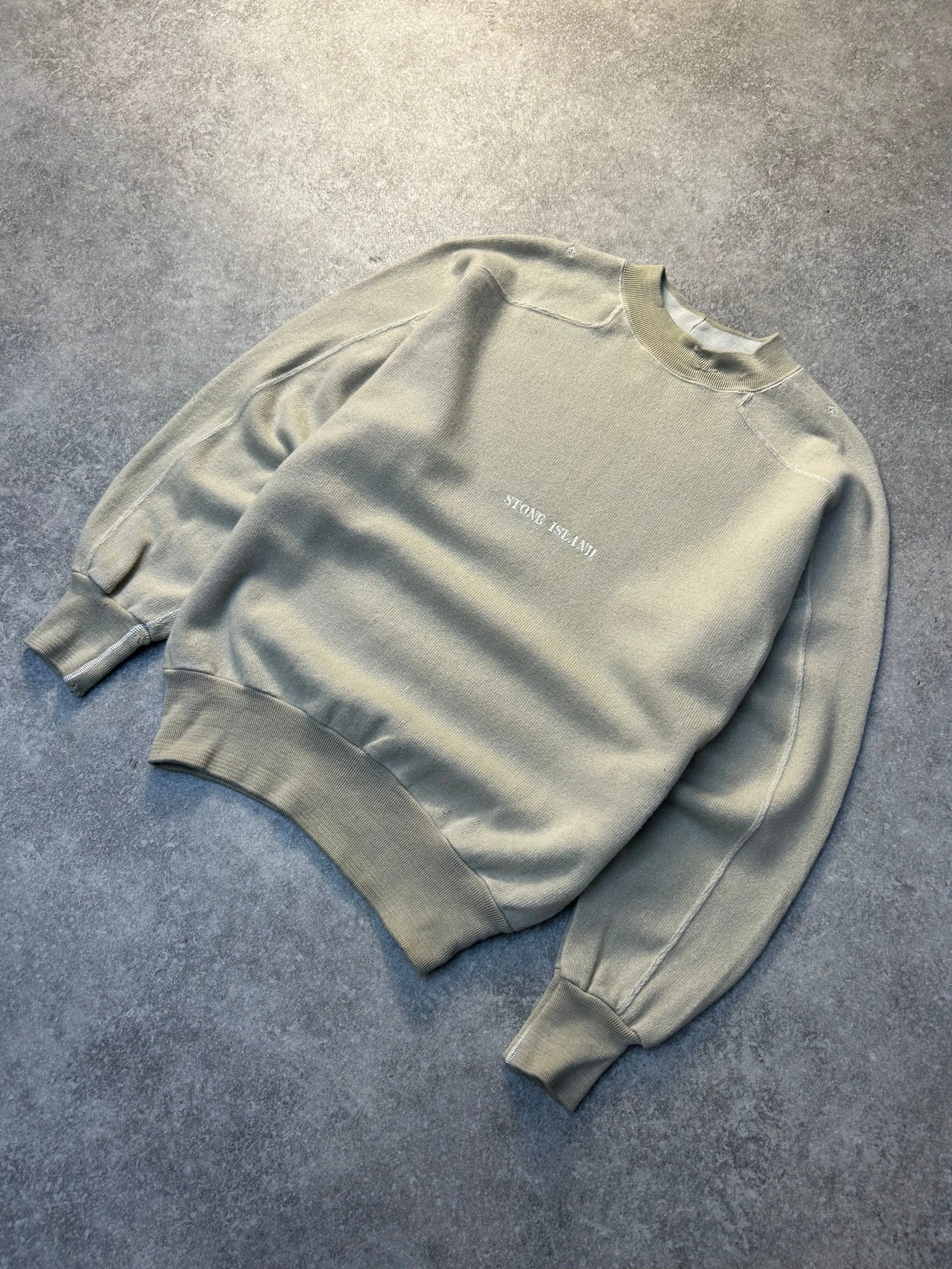S/S 1988 Stone Island Beige Embroidered Knit Sweater