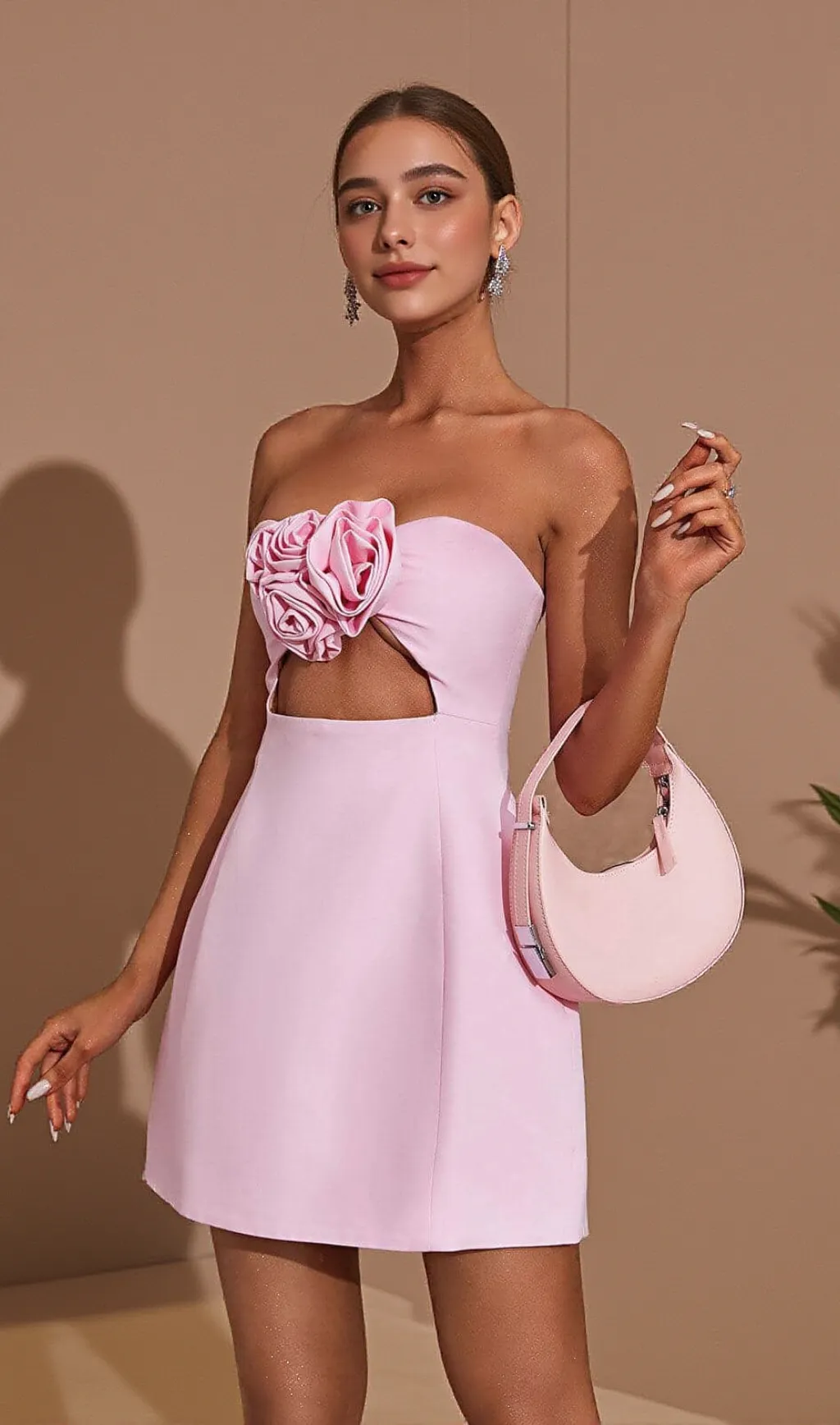 STRAPLESS CUTOUT MINI DRESS