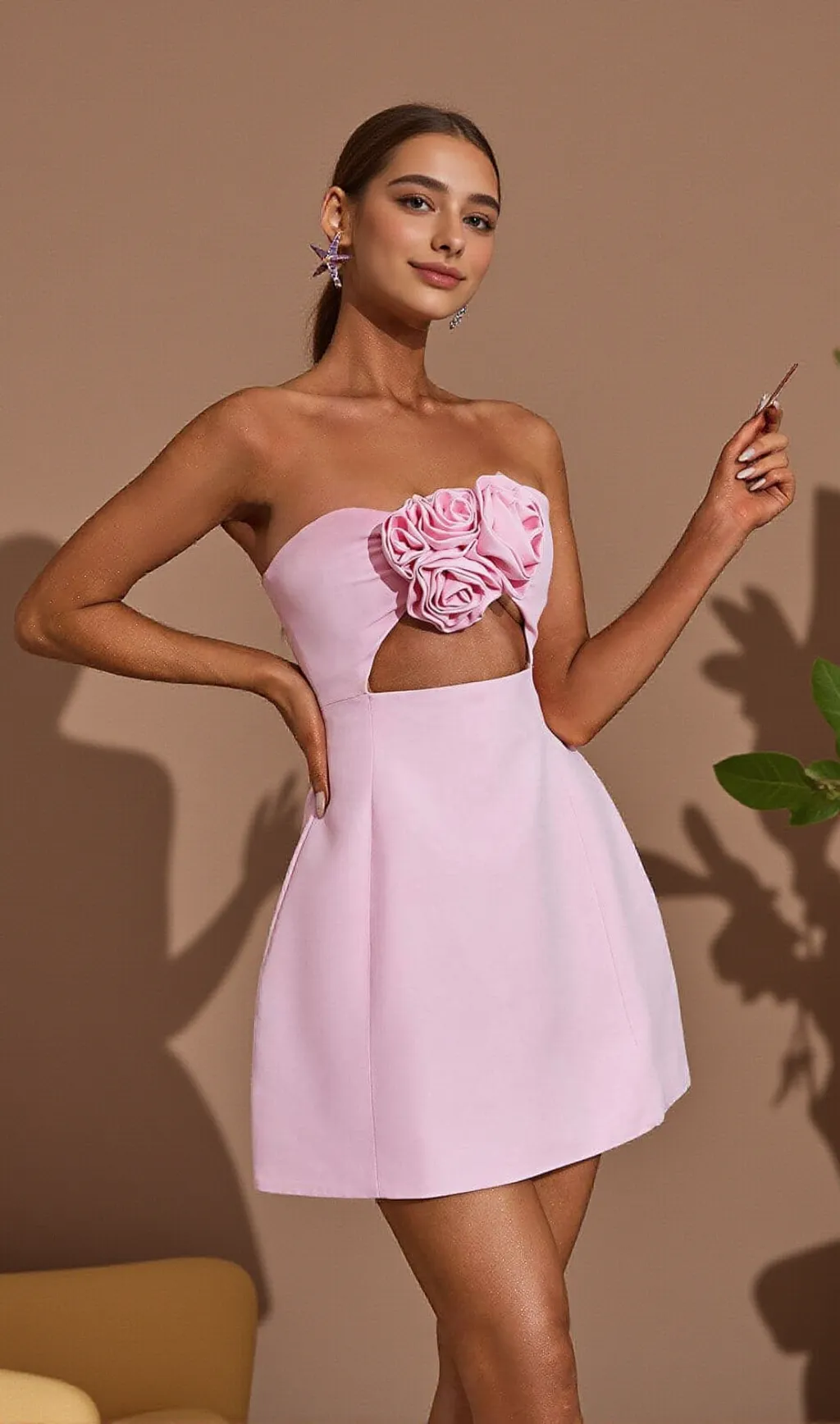 STRAPLESS CUTOUT MINI DRESS