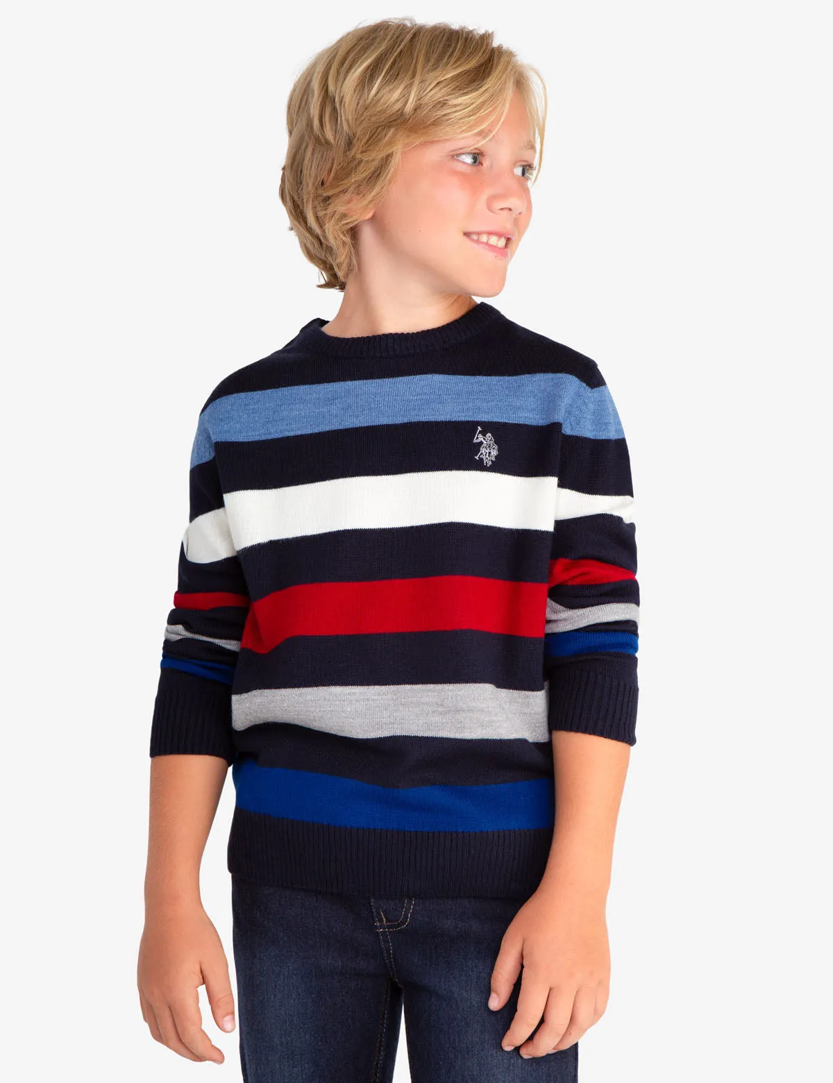 STRIPED CREW NECK SWEATER