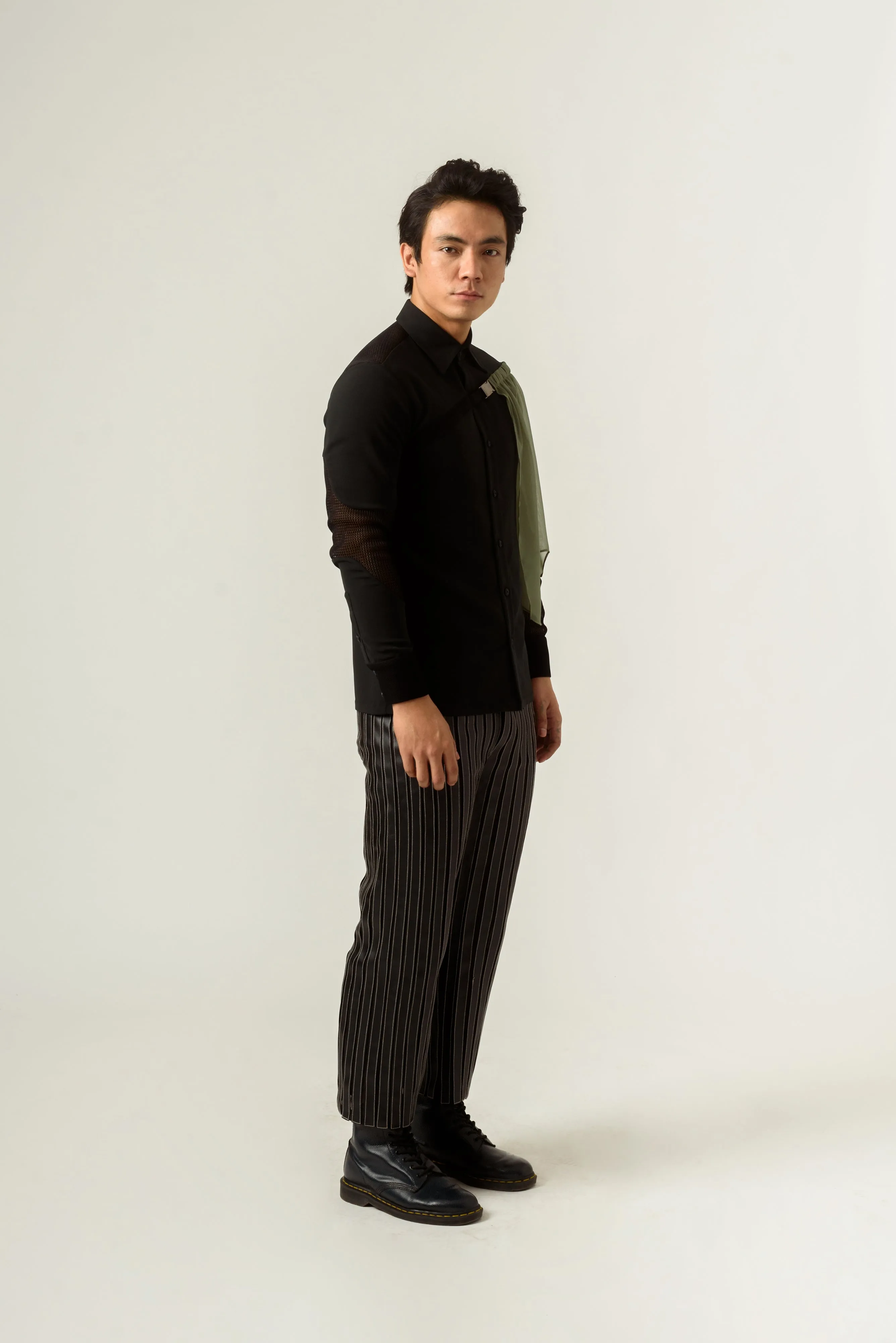 Striped Leather Trouser