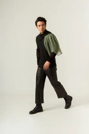 Striped Leather Trouser