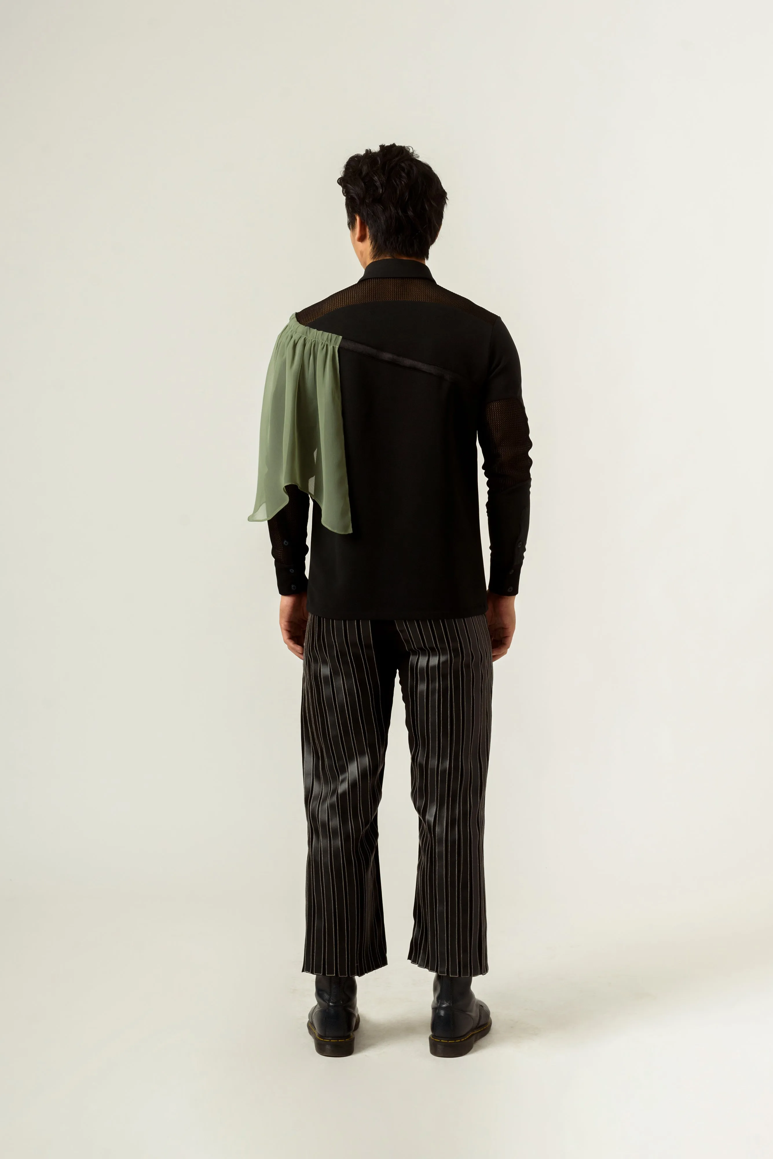 Striped Leather Trouser