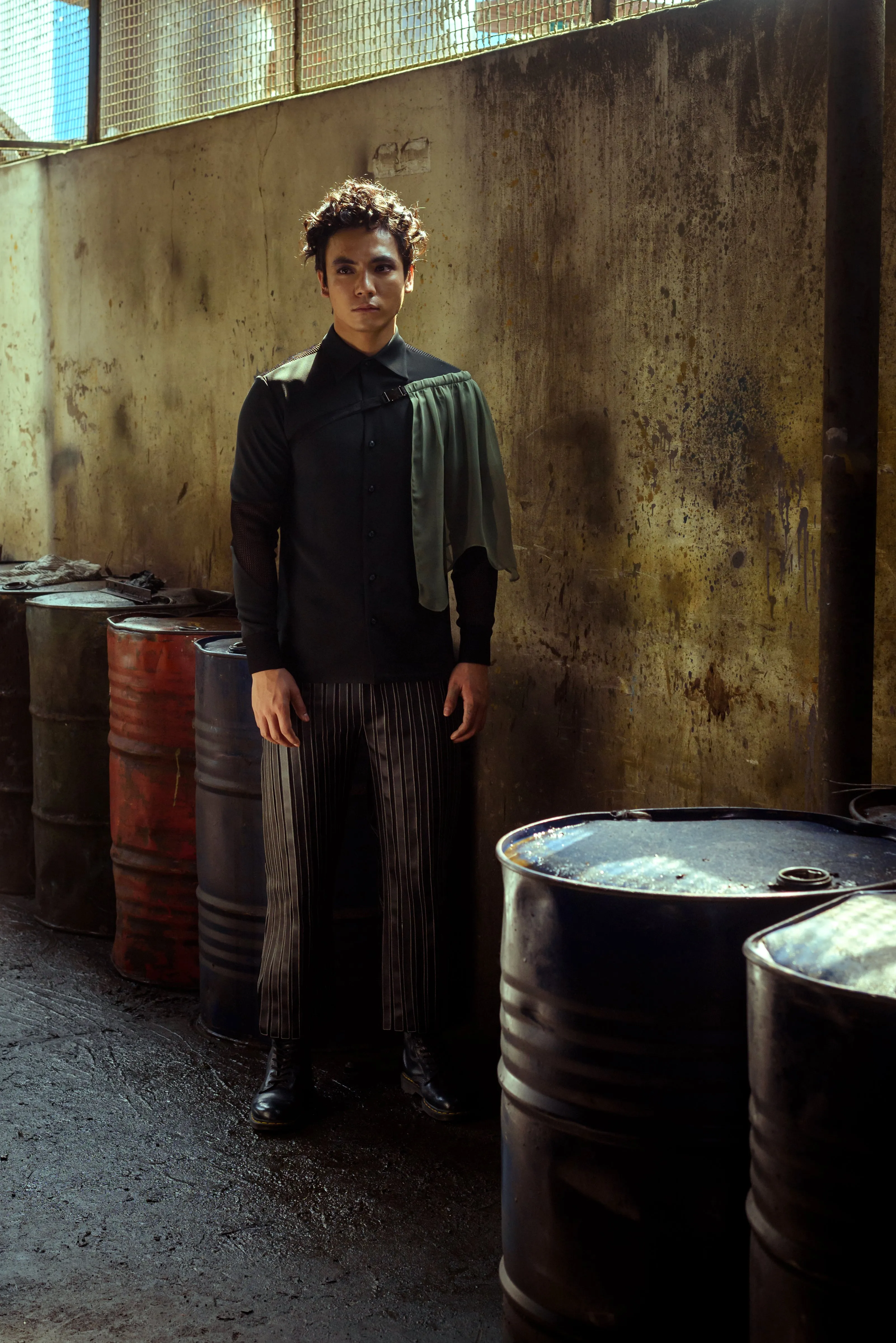 Striped Leather Trouser