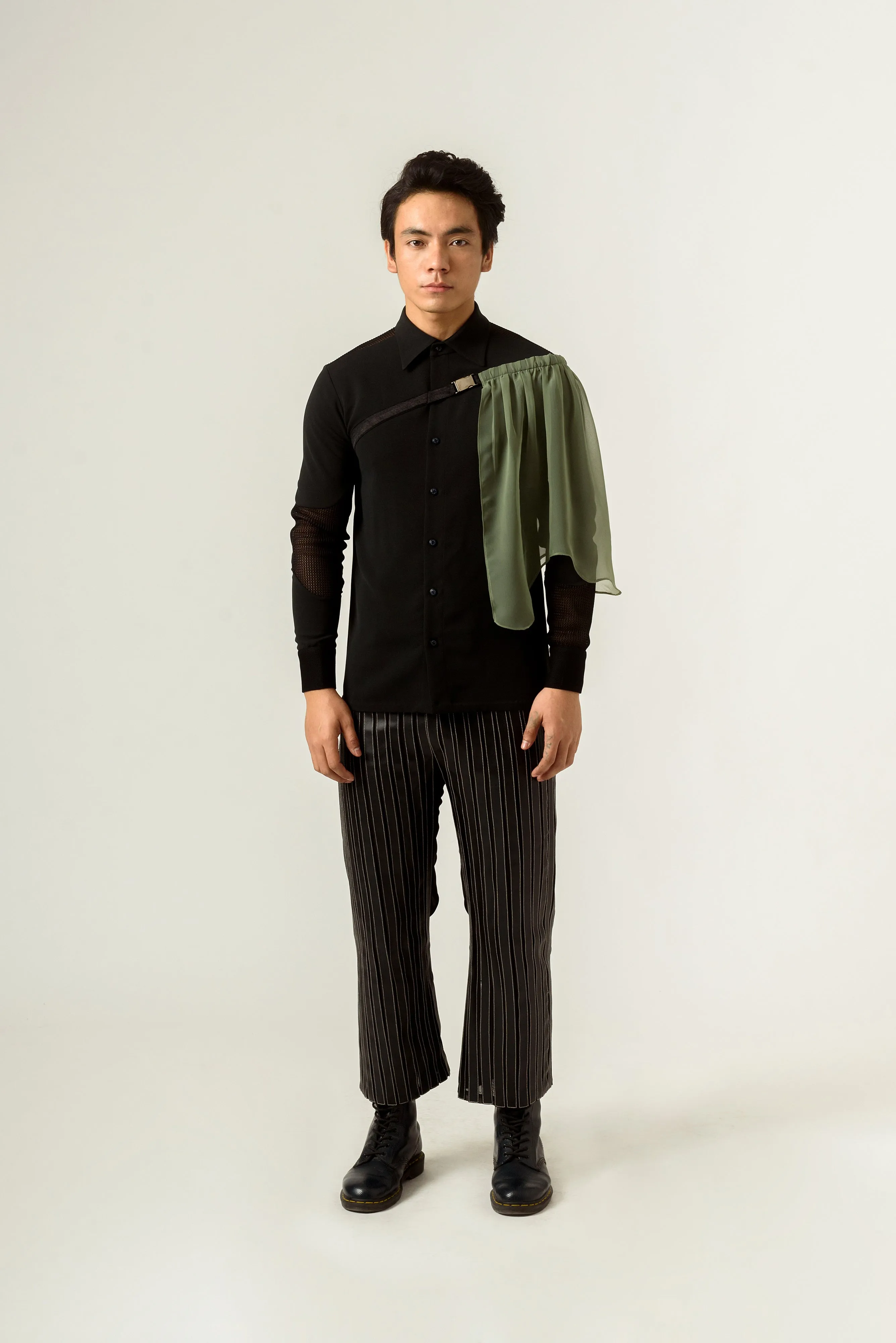 Striped Leather Trouser