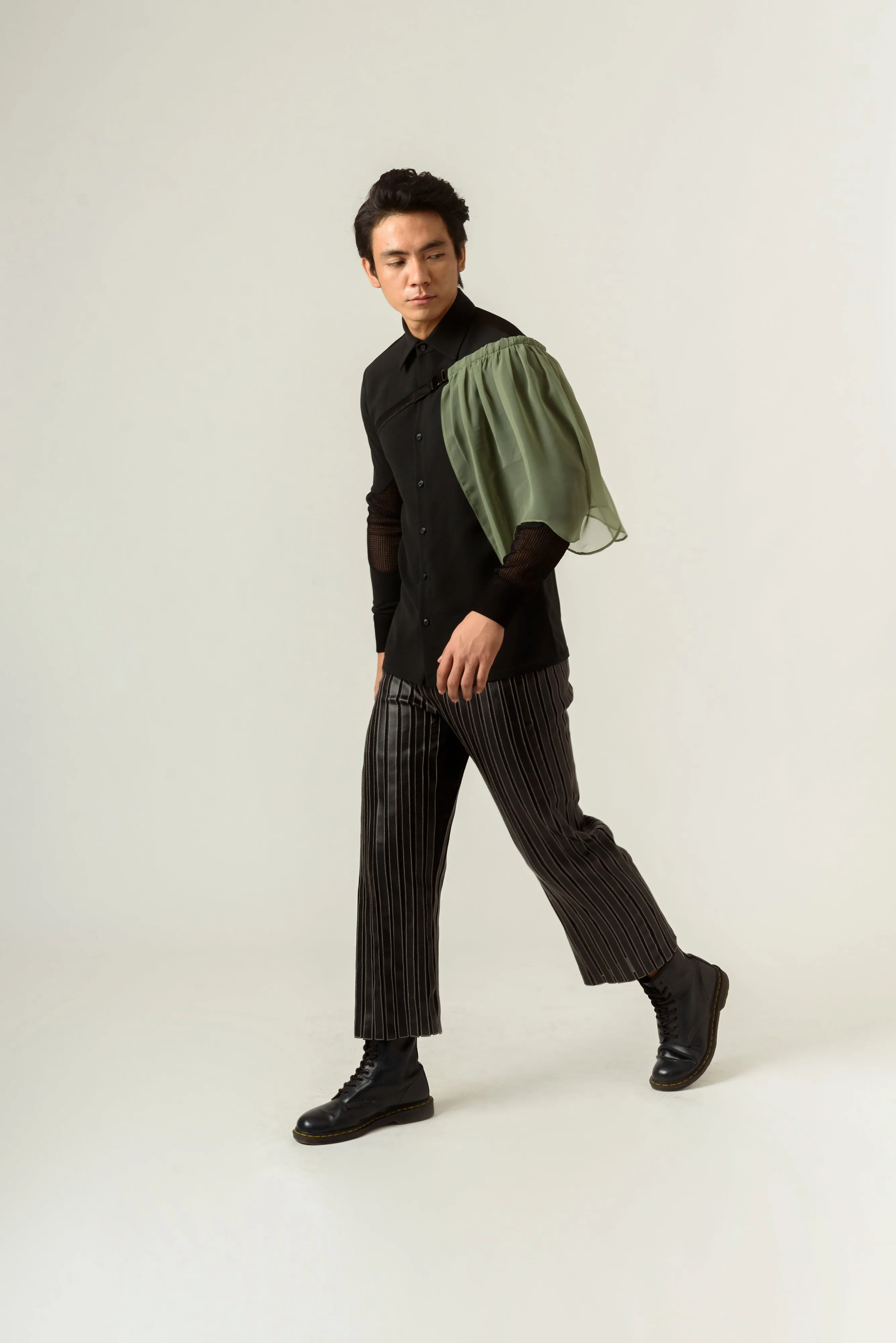 Striped Leather Trouser