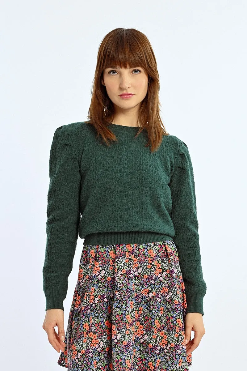 STRUCTURED PUFF SLEEVE SWEATER