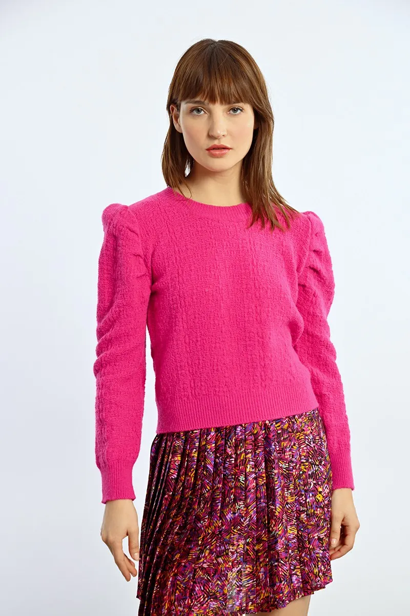 STRUCTURED PUFF SLEEVE SWEATER