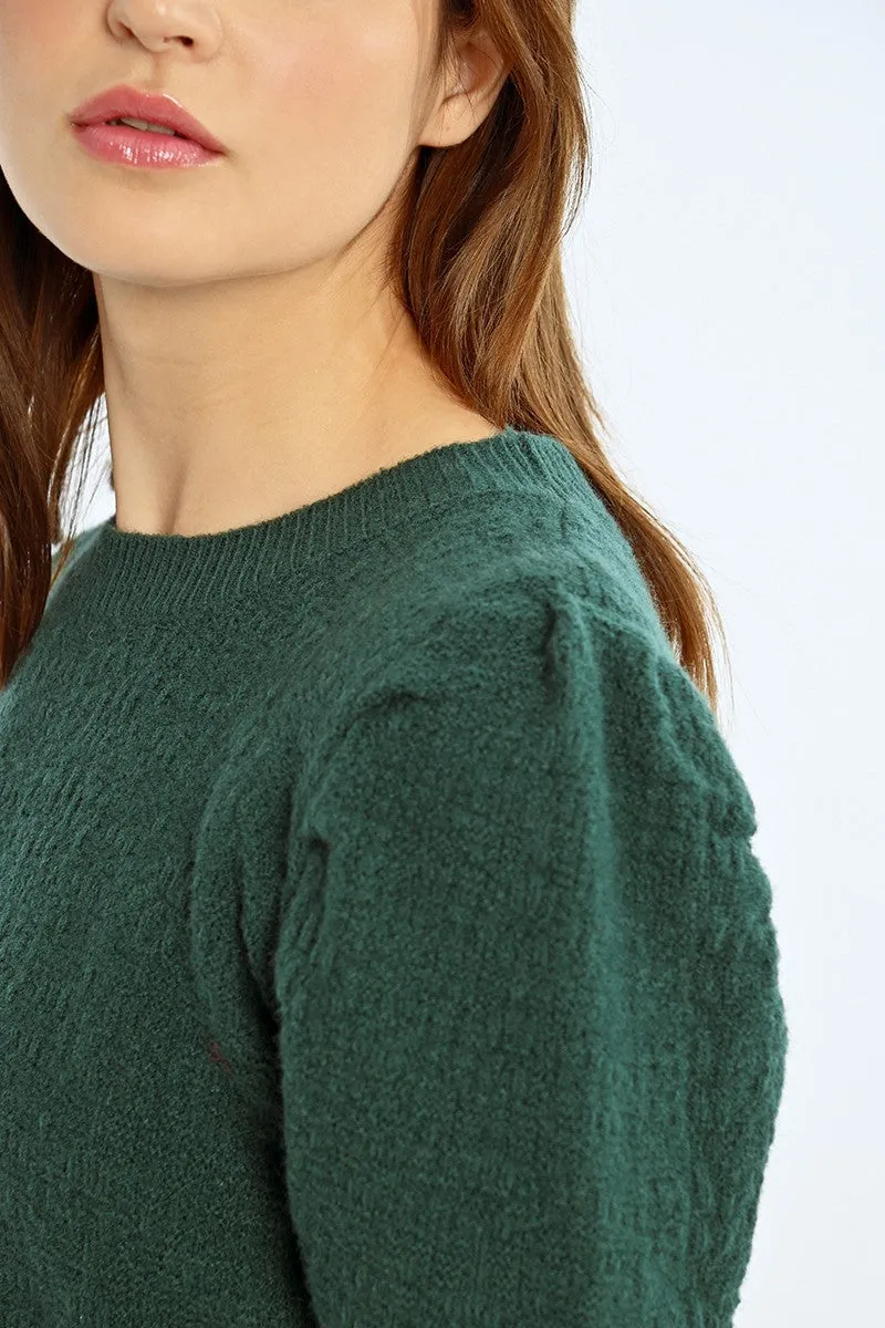 STRUCTURED PUFF SLEEVE SWEATER