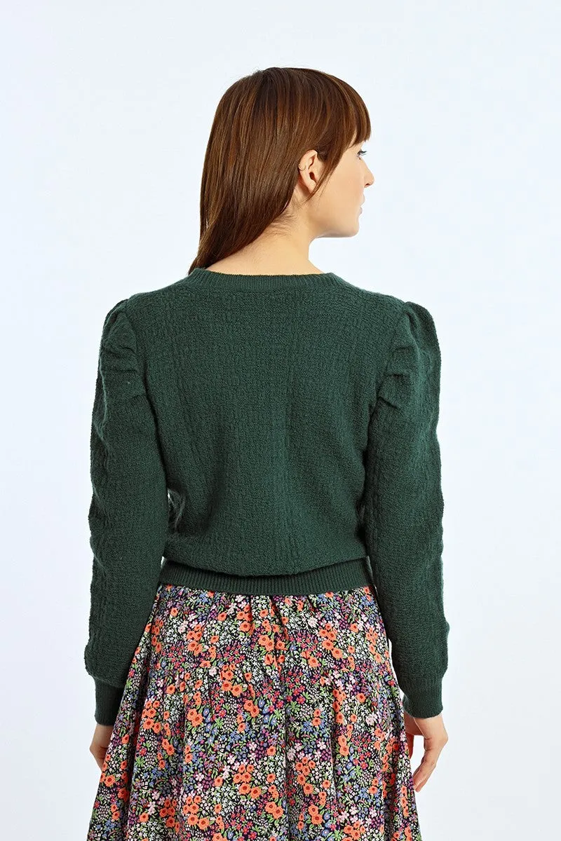 STRUCTURED PUFF SLEEVE SWEATER