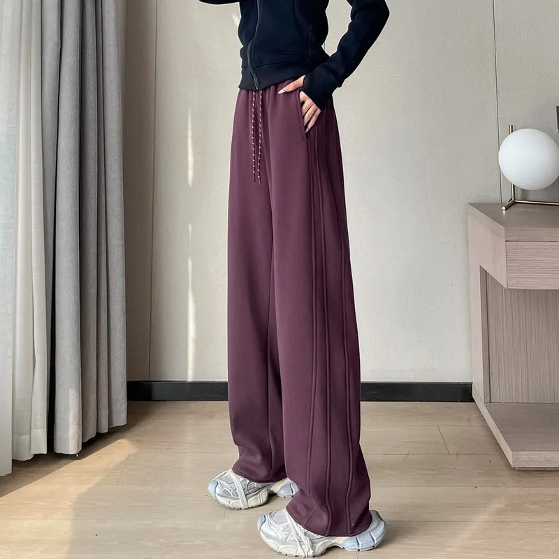 Stylish Patchwork Straight Leg Sweatpants for Women's Relaxed Fit