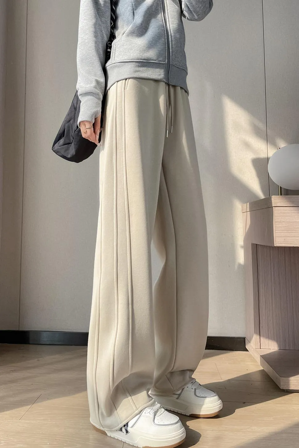Stylish Patchwork Straight Leg Sweatpants for Women's Relaxed Fit