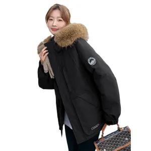 Stylish Water-Resistant Parka for Women with Thickened Relaxed Fit