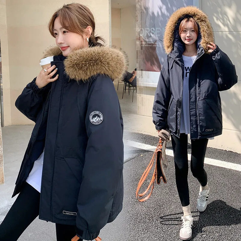Stylish Water-Resistant Parka for Women with Thickened Relaxed Fit