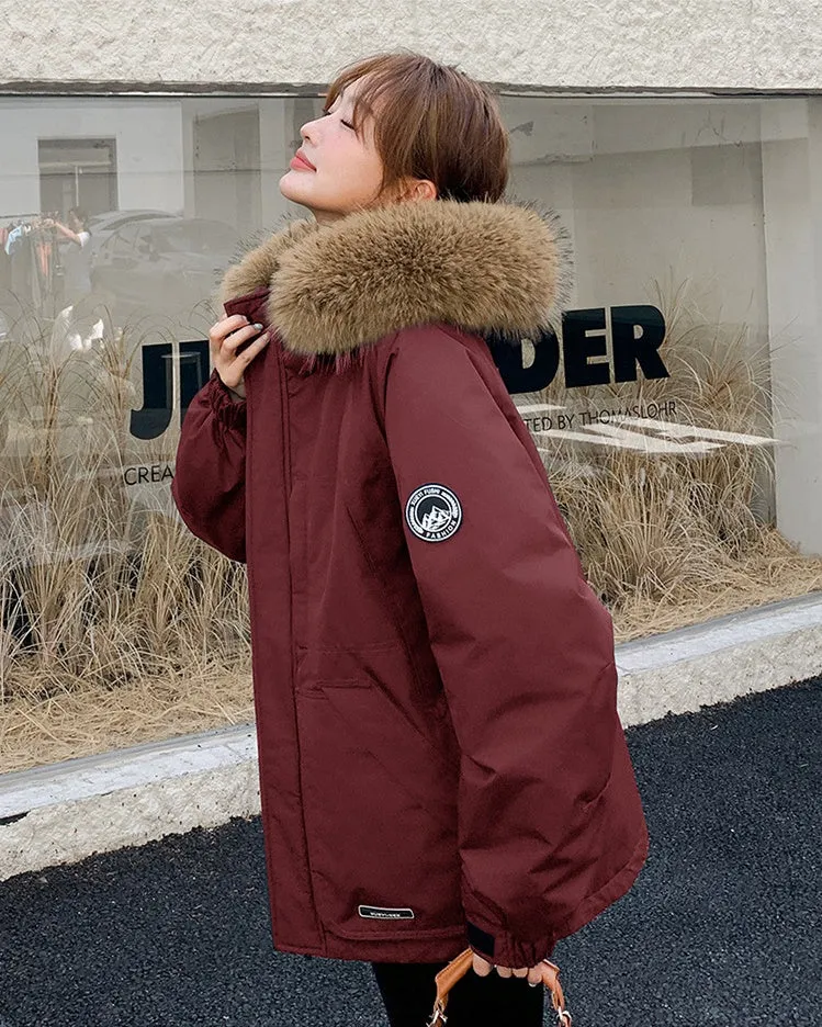 Stylish Water-Resistant Parka for Women with Thickened Relaxed Fit