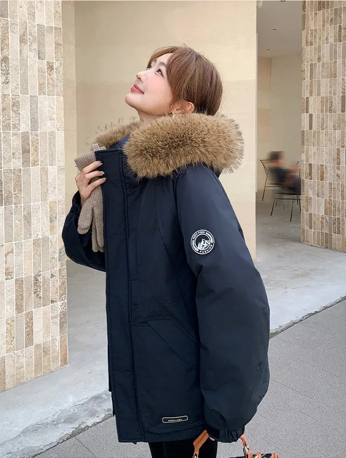 Stylish Water-Resistant Parka for Women with Thickened Relaxed Fit