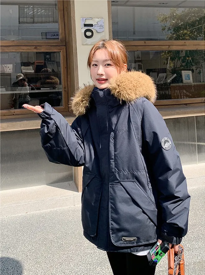 Stylish Water-Resistant Parka for Women with Thickened Relaxed Fit