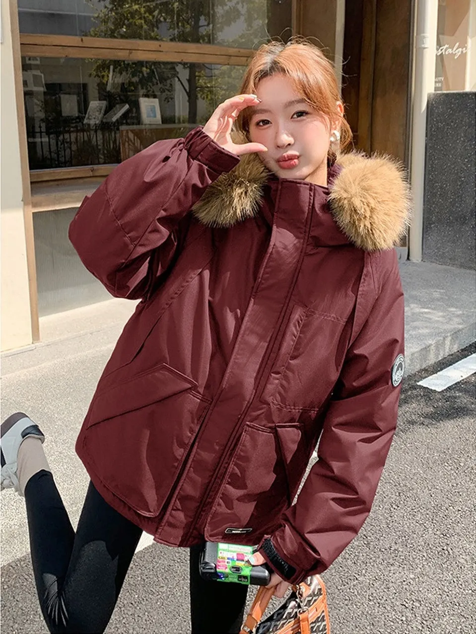 Stylish Water-Resistant Parka for Women with Thickened Relaxed Fit