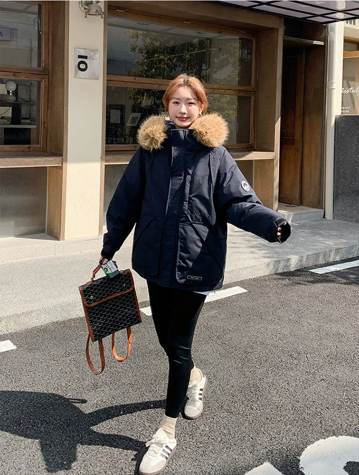 Stylish Water-Resistant Parka for Women with Thickened Relaxed Fit