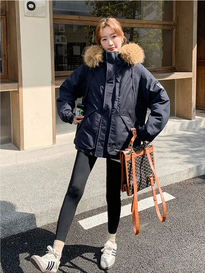 Stylish Water-Resistant Parka for Women with Thickened Relaxed Fit
