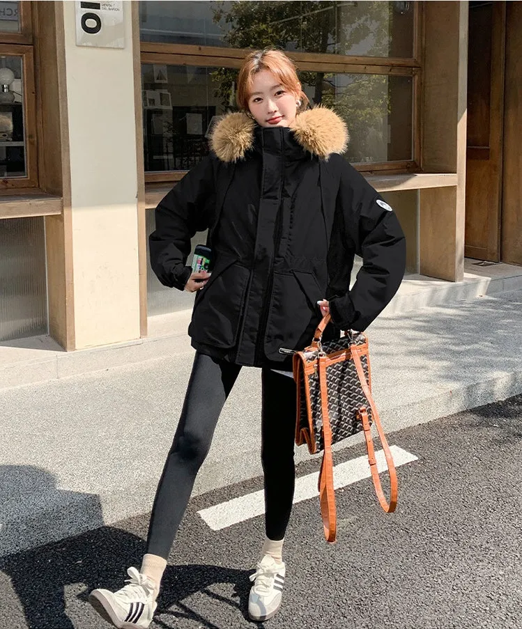 Stylish Water-Resistant Parka for Women with Thickened Relaxed Fit