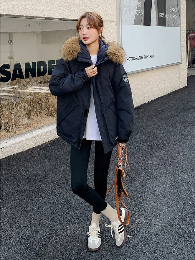 Stylish Water-Resistant Parka for Women with Thickened Relaxed Fit