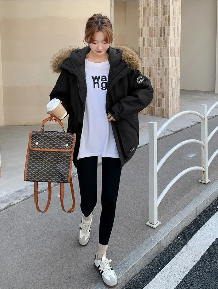 Stylish Water-Resistant Parka for Women with Thickened Relaxed Fit