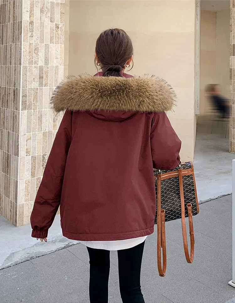 Stylish Water-Resistant Parka for Women with Thickened Relaxed Fit