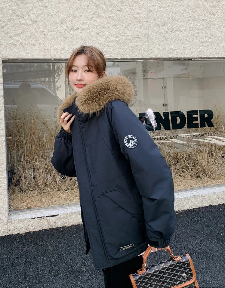 Stylish Water-Resistant Parka for Women with Thickened Relaxed Fit