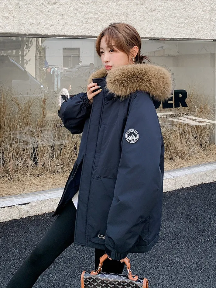 Stylish Water-Resistant Parka for Women with Thickened Relaxed Fit