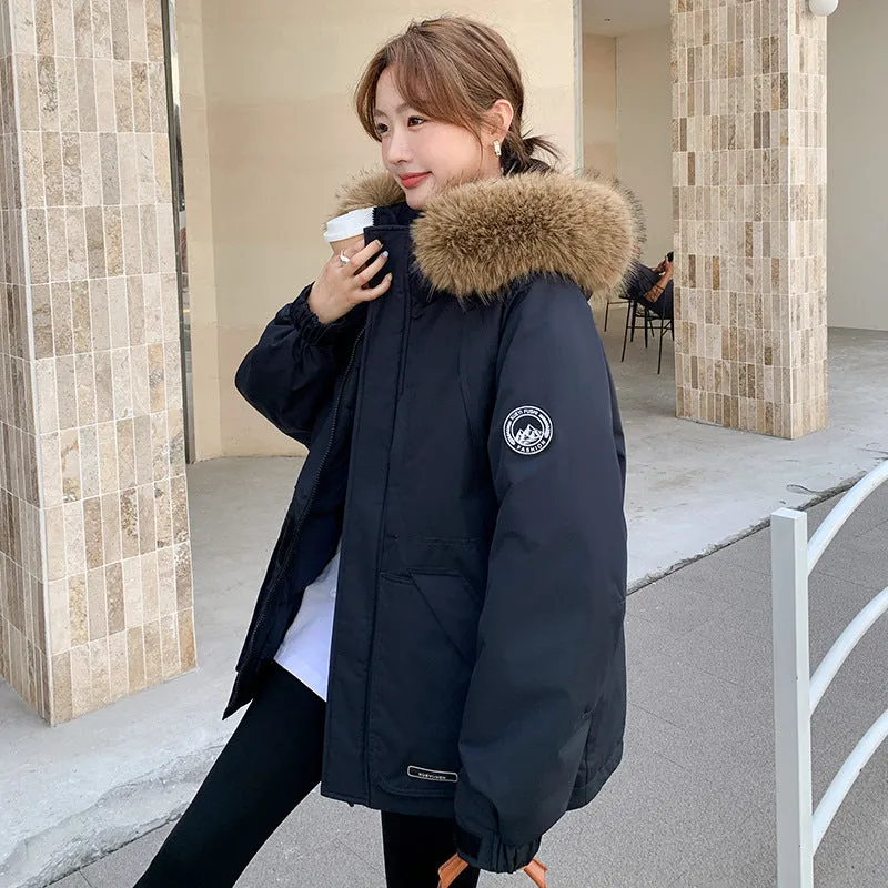 Stylish Water-Resistant Parka for Women with Thickened Relaxed Fit