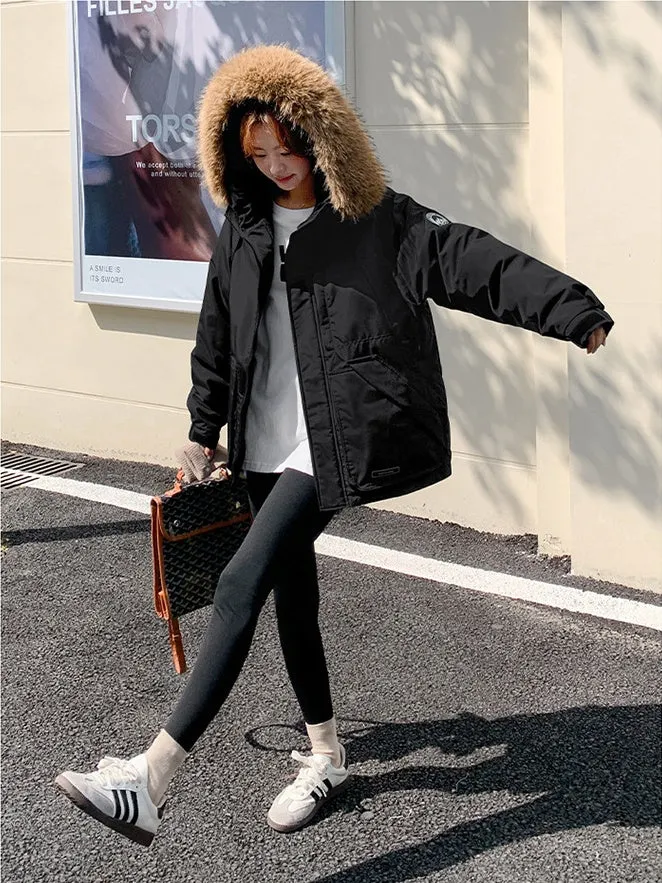 Stylish Water-Resistant Parka for Women with Thickened Relaxed Fit