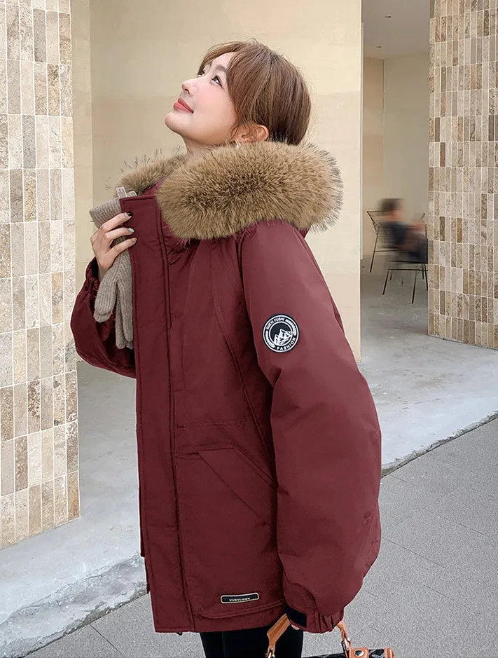 Stylish Water-Resistant Parka for Women with Thickened Relaxed Fit