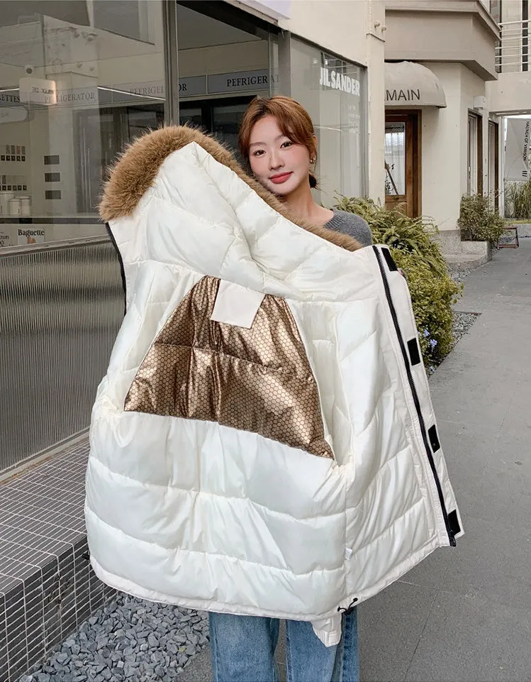 Stylish Water-Resistant Parka for Women with Thickened Relaxed Fit