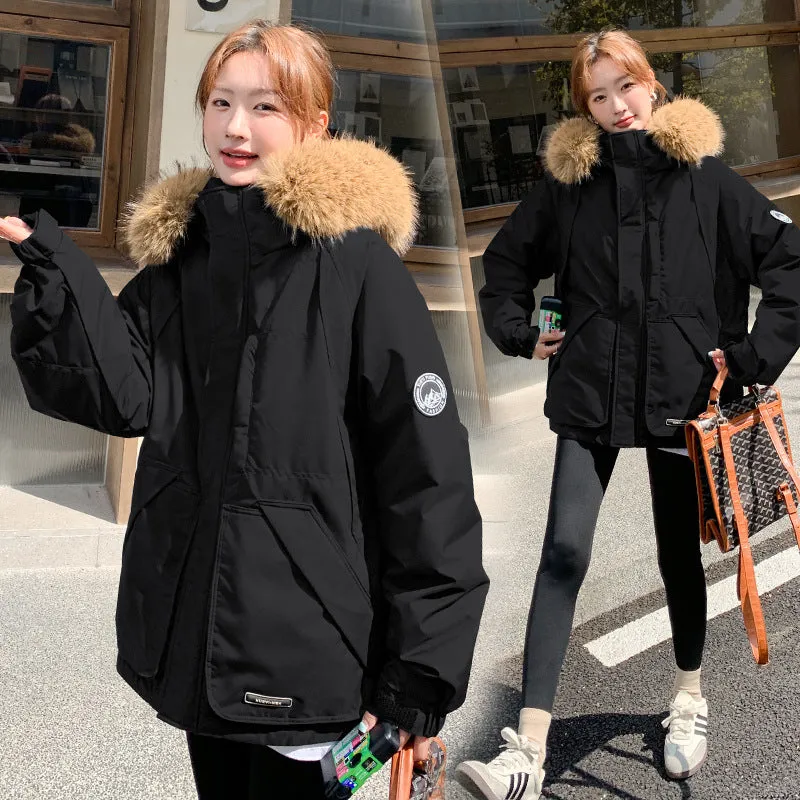 Stylish Water-Resistant Parka for Women with Thickened Relaxed Fit