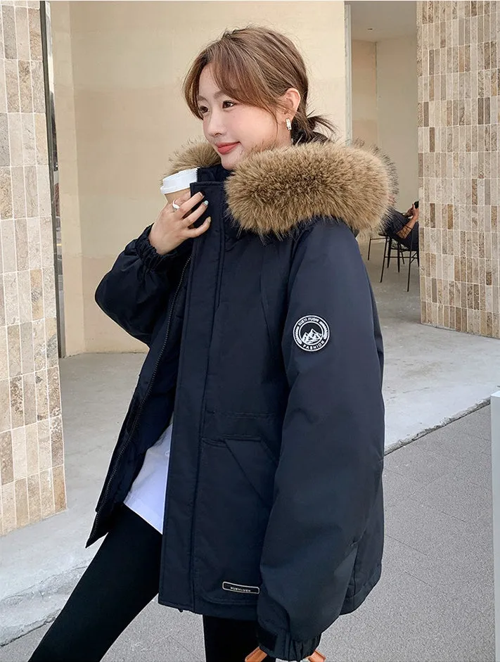 Stylish Water-Resistant Parka for Women with Thickened Relaxed Fit