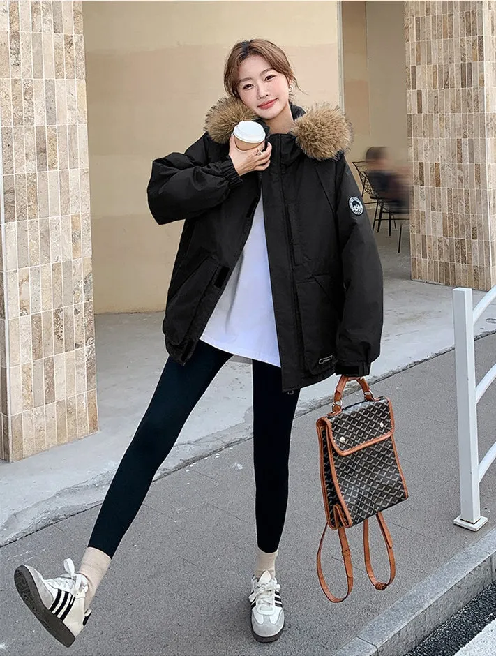 Stylish Water-Resistant Parka for Women with Thickened Relaxed Fit