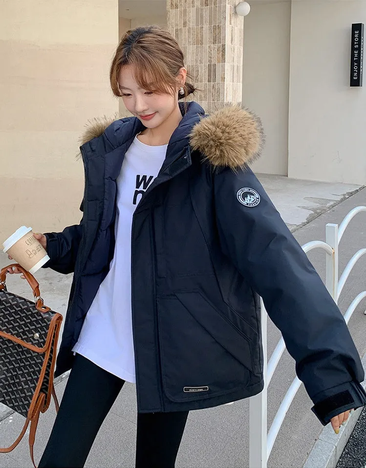 Stylish Water-Resistant Parka for Women with Thickened Relaxed Fit