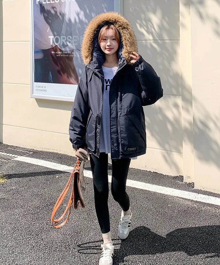 Stylish Water-Resistant Parka for Women with Thickened Relaxed Fit